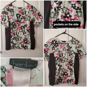 Frog & flower theme scrub top